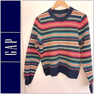 NWT GAP Fair Isle crewneck sweater size M, vibrant colors